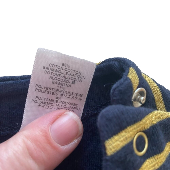 PETIT BATEAU  Navy & Gold Striped Long Sleeve Dress 3T💛 - Picture 4 of 5
